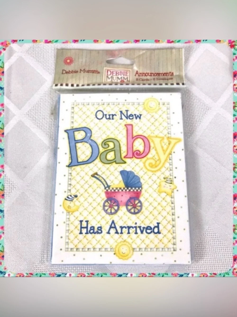 24 NEW Vintage DEBBIE MUMM Baby Birth Announcements Greeting Cards w Envelopes
